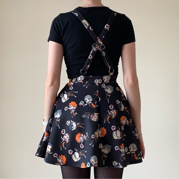 Hot Topic Black Anime Haikyu!! Overalls Skater Mini Skirt Small - Picture 5 of 7